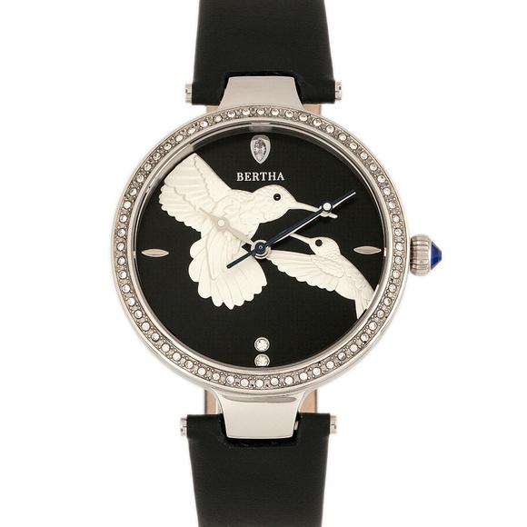 Beautiful Genuine Leather Band Watch w/Crystals main image 4